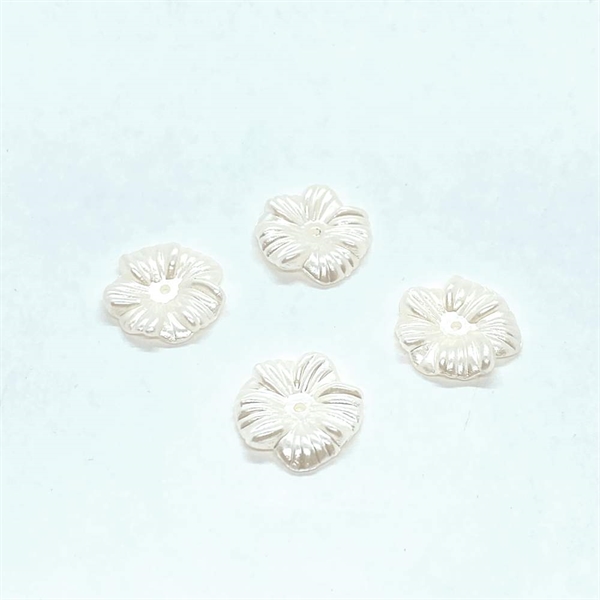 Knapper, hvid blomst, akryl, 15 mm, 4 stk